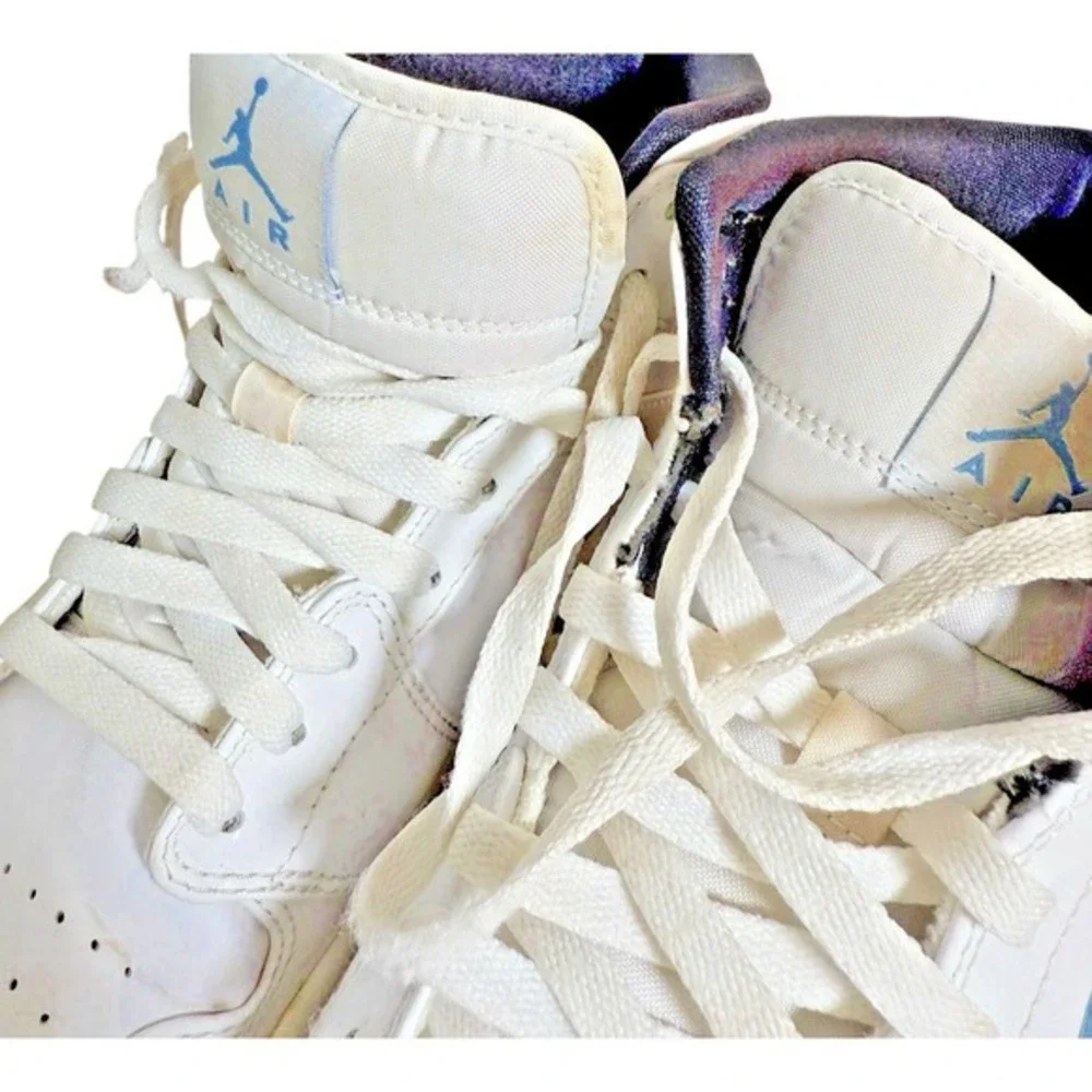 Nike Air Jordan 1 Mid Mens 11 Pre-Owned Sneakers White Legend Blue 554724-127
